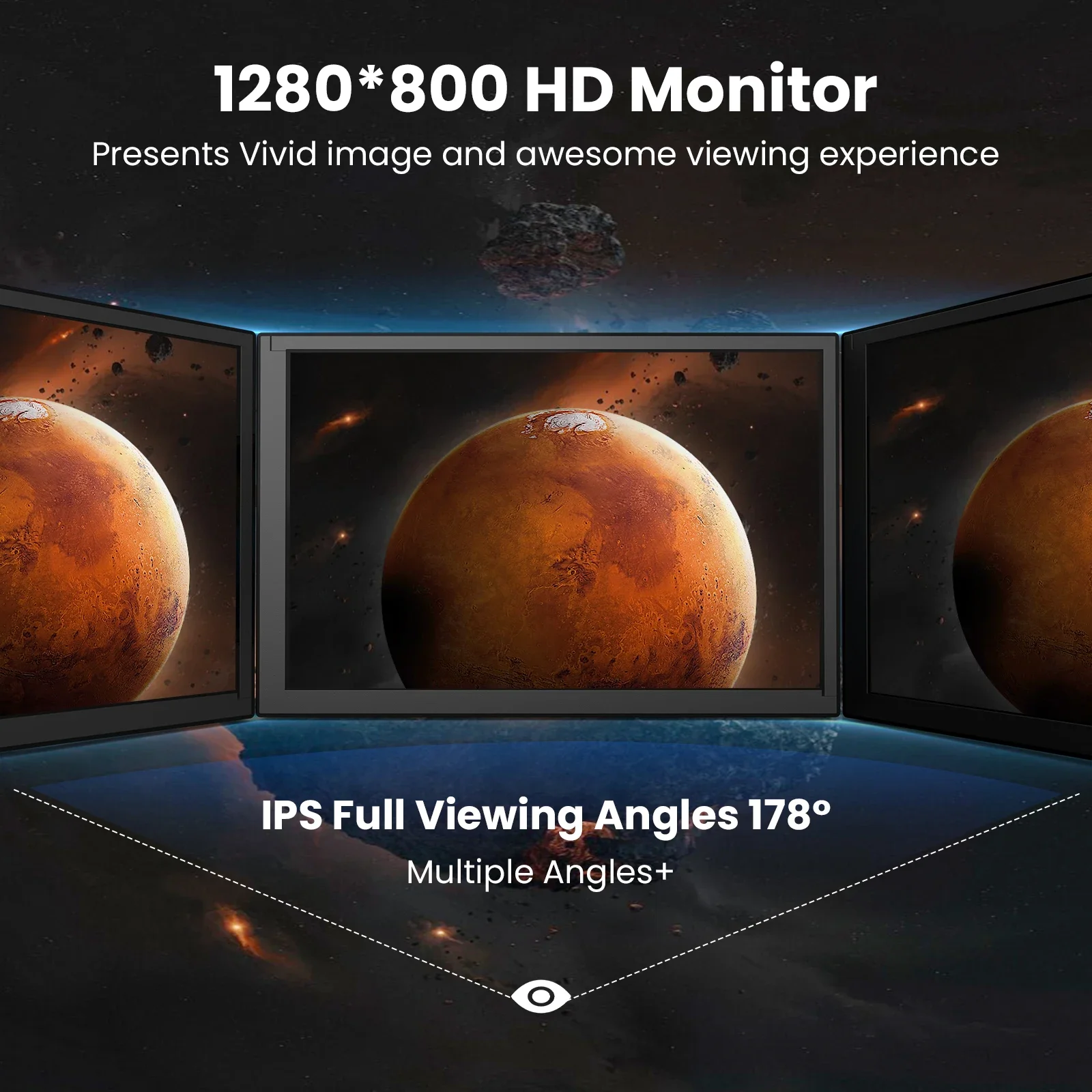 HDR 10.1 인치 휴대용 모니터 1280x800 IPS 정전식 터치 스크린, 라즈베리 파이 4B, 3B +, 3A +, 2B 바나나 파이 Win7, 8, 10/11 용