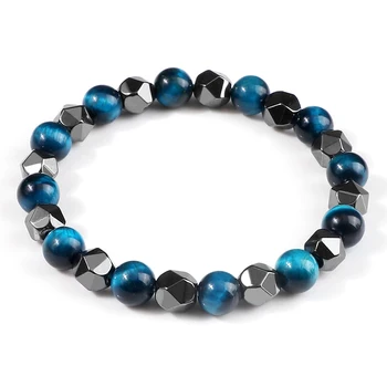 High Quality Men Yoga Bracelets 8mm Tiger Eye Lava Irregular Hematite Beads Natural Stone Bracelet For Women Chram Jewelry Gift