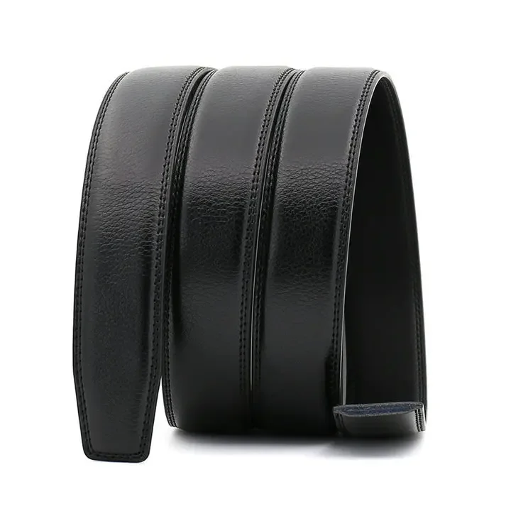 Black Coffee 3.1cm Width Leather Belt Men Without Buckle No Holes Automatic Ratchet Mens Belt Business Casual Waist Strap B773
