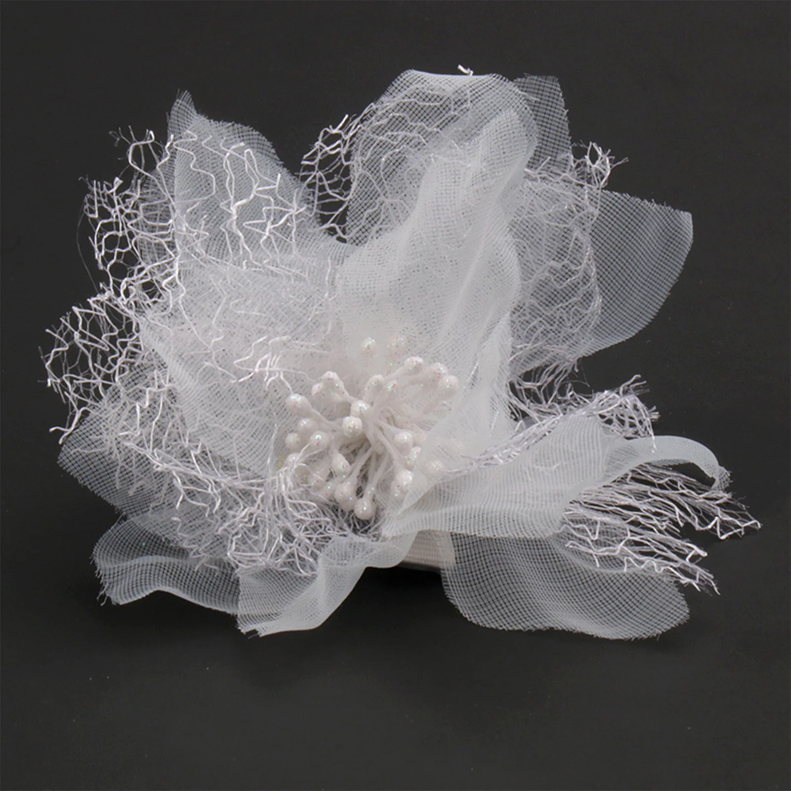 White Floral Hair Clip Wedding Hair Accessories For Women Pearl Fabrics Hairpin Barrettes Bride Tiaras Prom Hair Jewelry Gifts - 4