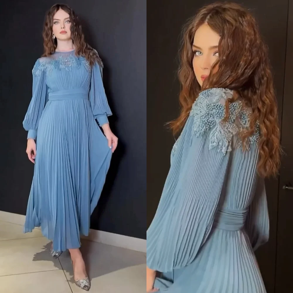 Evening  Sexy Casual  Jersey Draped Beading Engagement A-line O-Neck Bespoke Occasion Gown Midi Dresses