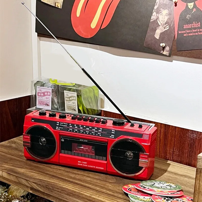 Portable Vintage Usb Am Fm Sw Radio Dual Recording Stereo Boombox Mp3 Audio 80's Cassette Tape Player Recorder Bluetooth Speaker