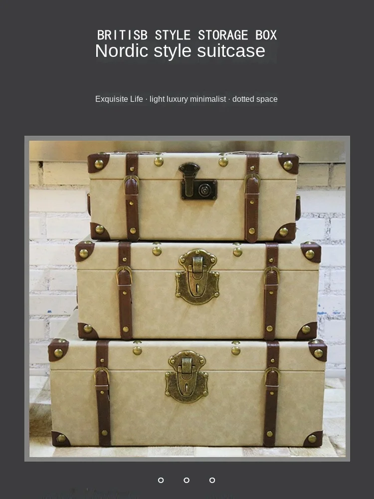 Valise en cuir Beige mat, boîte de rangement de salle modèle hôtel Club,  armoire fenêtre, décoration de Hall d'exposition ornements - AliExpress