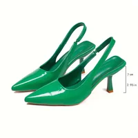 Sandales à talons hauts pour femmes, nouvelle marque, chaussures Slingback, mode dames, élégantes, talon moyen, bout pointu, à enfiler, printemps 2024 2