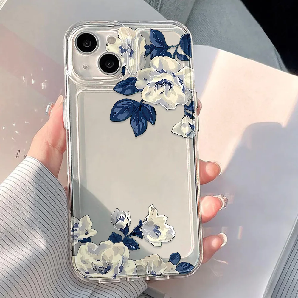 Transparent Vintage Floral Soft TPU Phone Case Cover