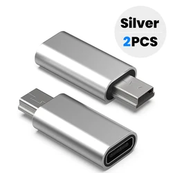 Type C to Mini USB Adapter - Fast Charging & Data Transfer Converter (2PCS Silver)