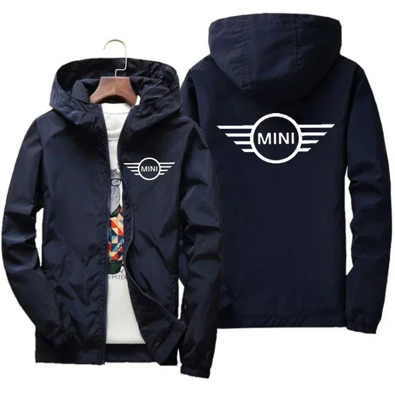 Men's Hooded Bomber zipper Jacket, Latest Mini Cooper pattern Print, Xipper Casual Windbreaker, Fashion Car, Spring and autumn 3