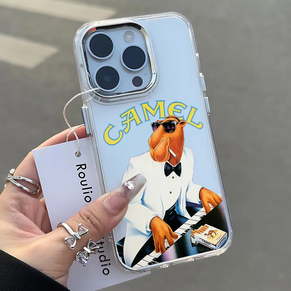 Vintage Kamel Zigaretten Handyhülle für IPhone 17 16e 16 15 14 13 12 11 Mini Pro Max X XR XSMAX 8 7 Air Plus Transparente Abdeckung