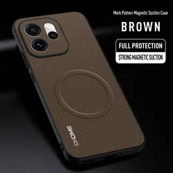 Luxury Car Magnetic Holder TPU Silicone Back Cover Case for OPPO Reno13 F 5G (Brown)