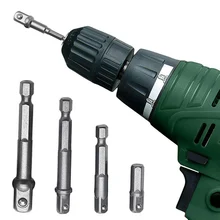 

4Pcs Drill Socket Adapter For Impacts Driver W/Hex Shank To Squares Sockets Drills Bits Bar Extension 1/4" Bit Set Hand Tools
