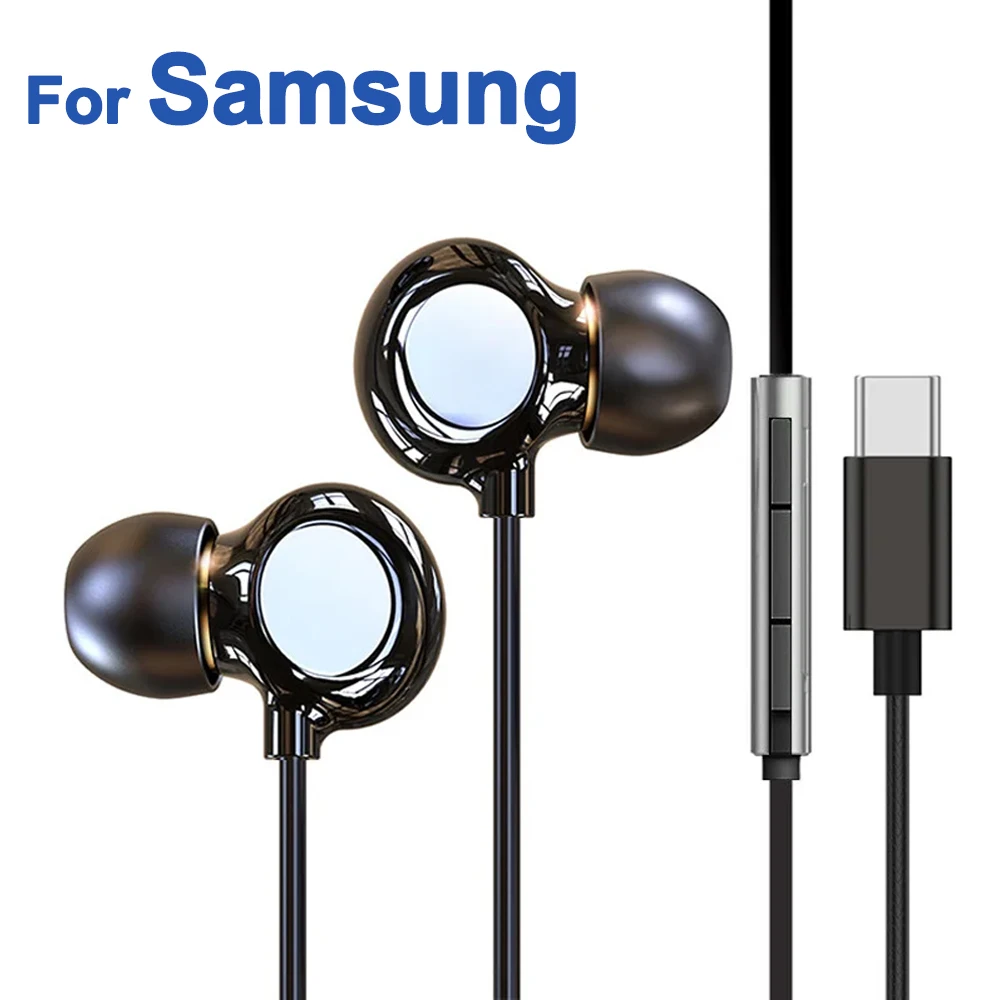 Tipo C Dac Wired Headset Bass Stereo Sport Music Auricolari Con Microfono Per Samsung Galaxy S23 S22 S21 Ultra S20 Note 20 10 Plus Tab