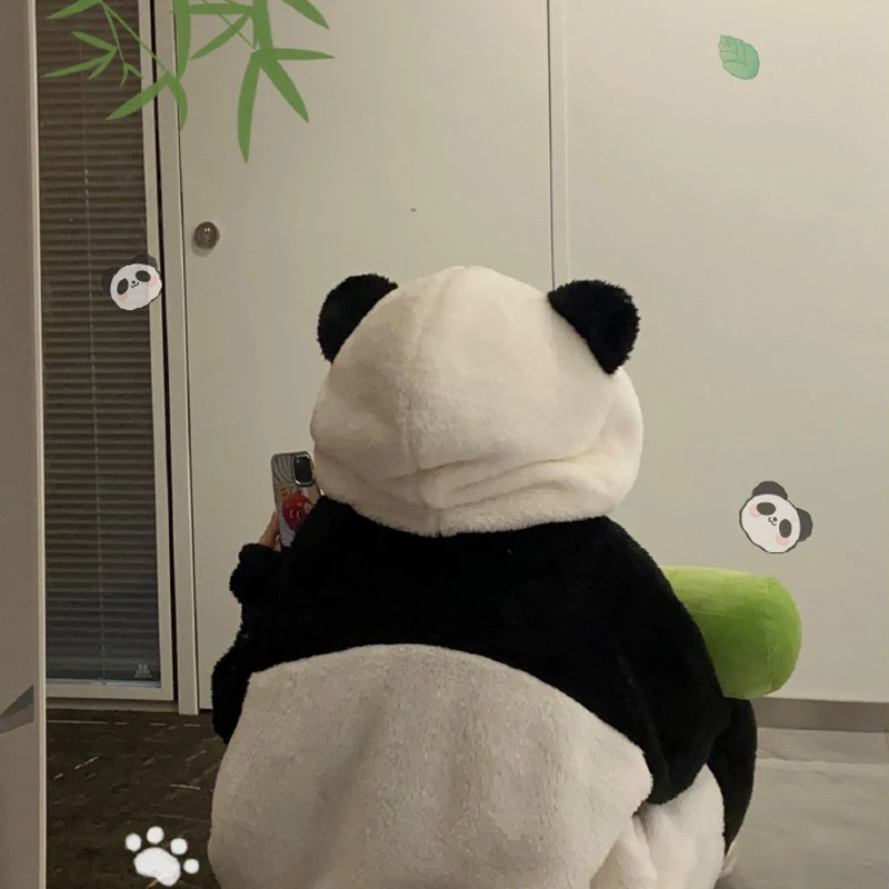 Women's Pajamas Panda Onesies Warm Soft Robes Nightgown Kawaii Animal Cosplay Suit Winter Flannel Homewear Women Clothing