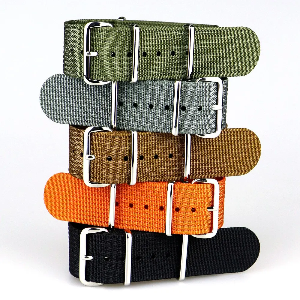 New Ribbed Nato Strap 18mm 20mm 22mm Nylon Watch Straps Braid Ballistic Fabric Watchband Accessories for Military Watch Band