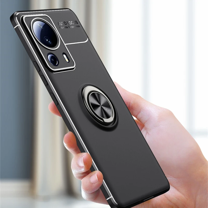 Per Xiaomi 13 Lite Custodia Cover Xiaomi Mi 13 Lite Pro Capas New Antiurto Soft Stander Ring Supporto Magnetico Funda Xiaomi 13 Lite