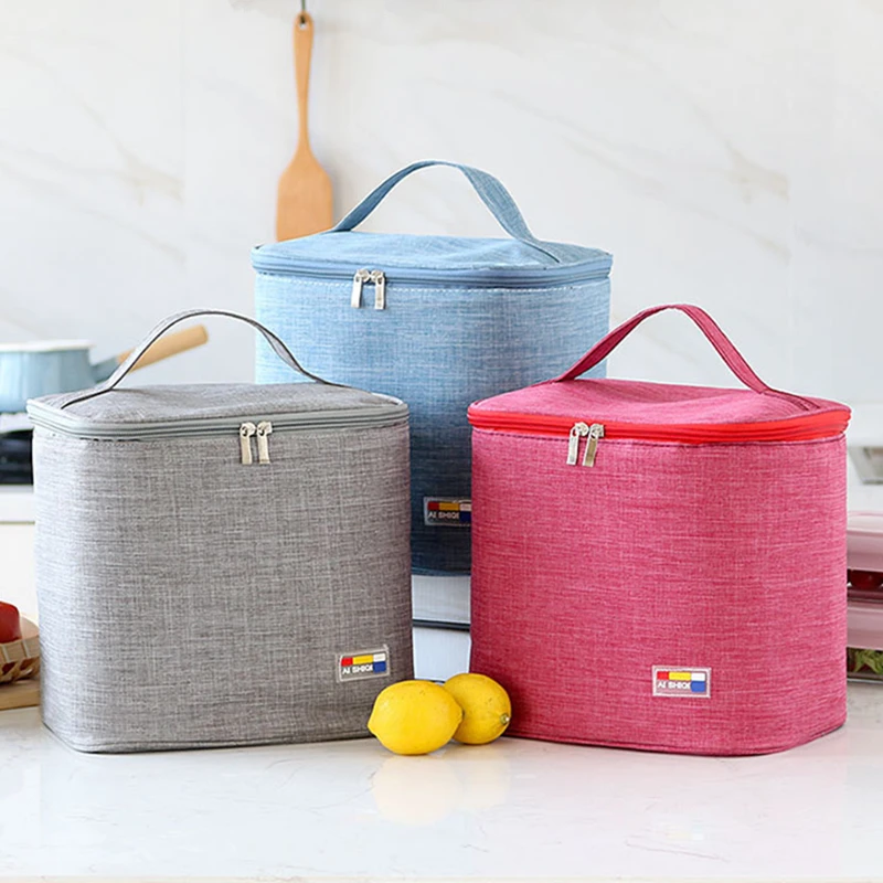 

Square Thermal Insulated Lunch Box Bags Portable Bento Meal Cooler Picnic School Food Storage Containers Tote Bag Ice Pack