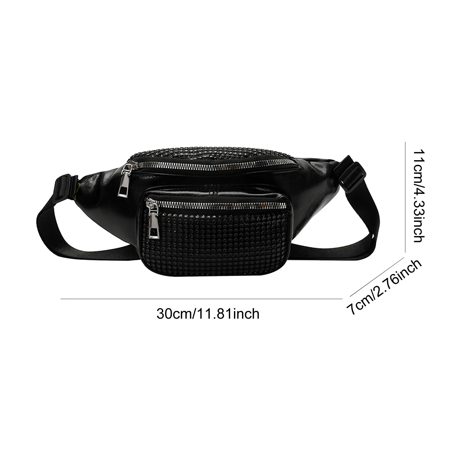 PU Leather Fanny Pack with Adjustable Strap Belt Bag Fashion Chest Bag for Lady Party Outdoor Traveling Beach