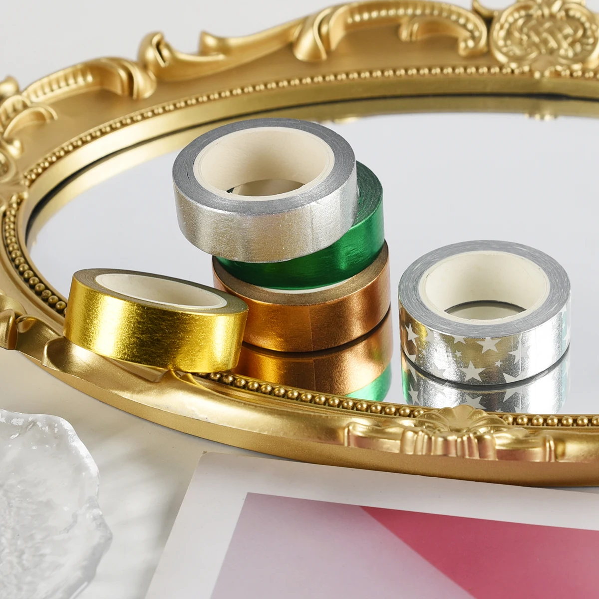 15mm*10m Japanese Kawaii DIY Scrapbooking Tools Gold Foil Washi Tape Gold/Silver/Copper/Star/Green Color Masking Tape 6