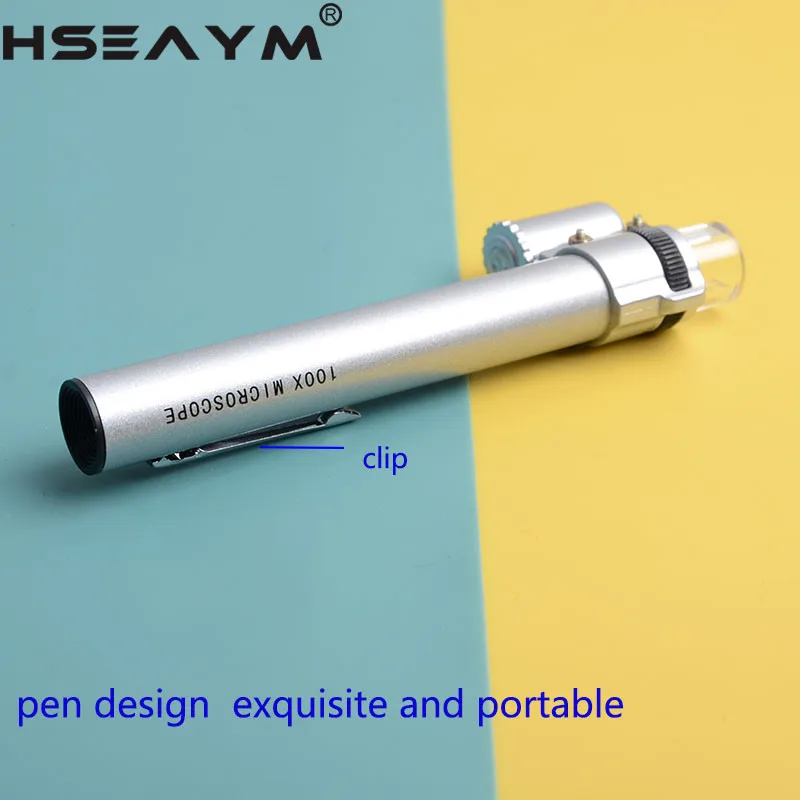 Loupe optique,Microscope à focale Mini 100X avec stylo LED, Loupe Portable, impression sur tissu