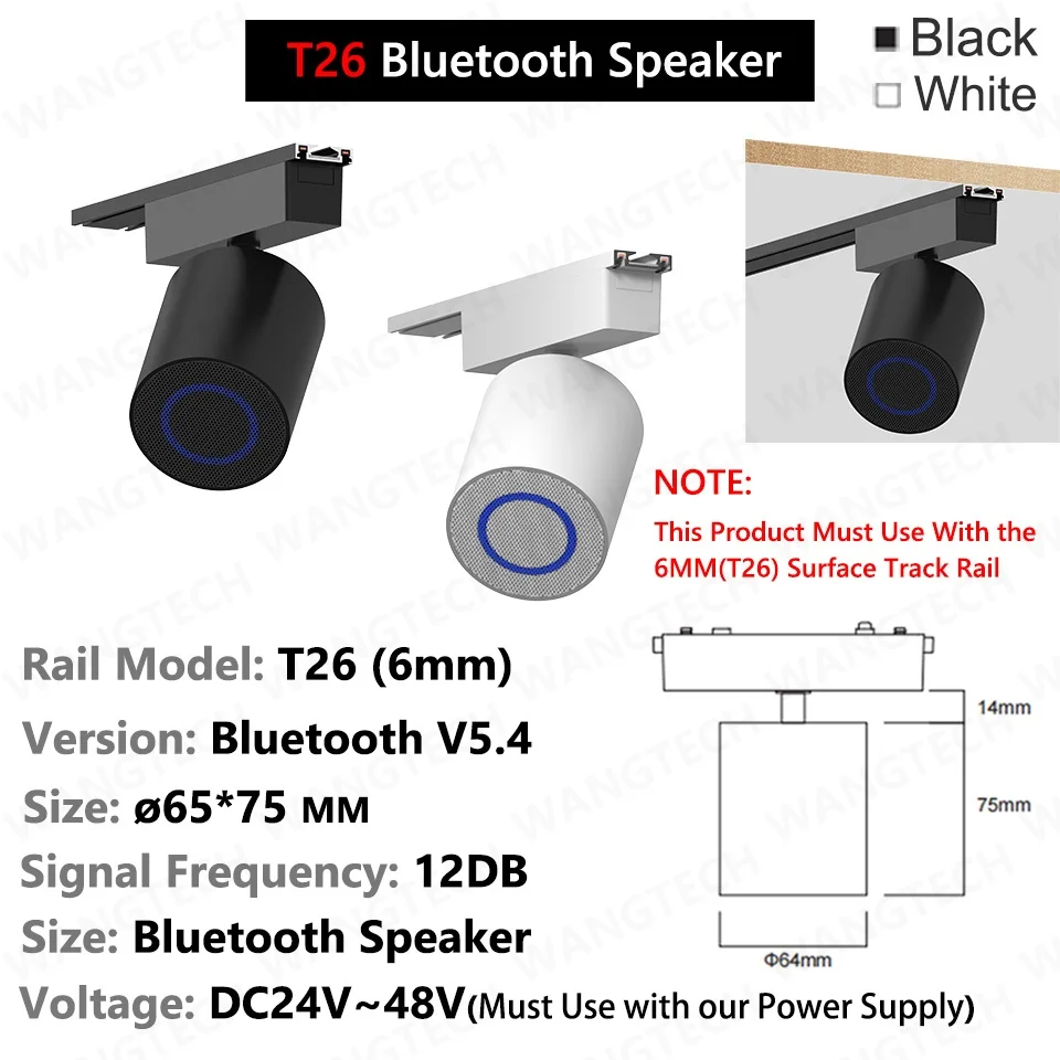 Haut-parleur Bluetooth à piste magnétique V5.4, boîte de son stéréo sans fil T26 /M20/lumière sur rail magnétique intégrée, lumière respiratoire LED