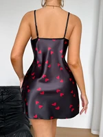Chemise de nuit sexy à col en V et imprimé cœur pour femme, vêtements de nuit respirants pour l'été, pour la maison et les soirées 2