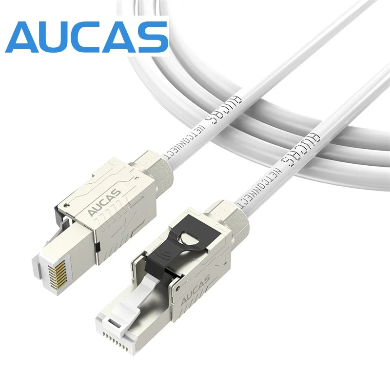 Aucas Sstp Alta Velocidade Cat8 Ethernet Conexão Rj45 Jumper Computador 8p8c Masculino Ouro Blindado Cabo de Fibra de Banda Larga Cabo de Linha de Fio