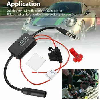 Amplificatore di Segnale per Antenna Radio FM Auto Universale 12V, Accessori per Antenna Radio Auto, Vendita all'Ingrosso