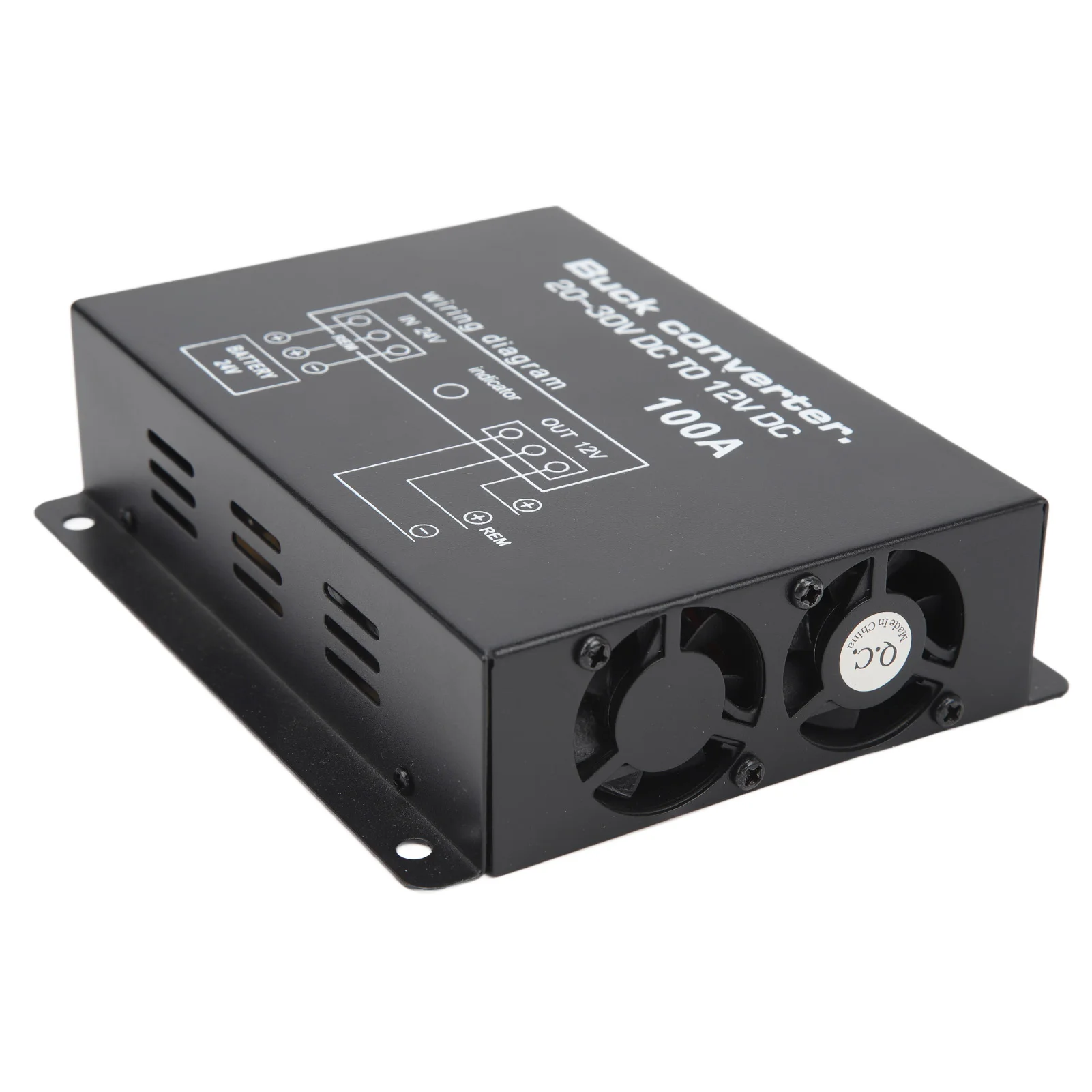 Black Car Power Converter 100A DC 24V to 12V Converter for Car Fridges