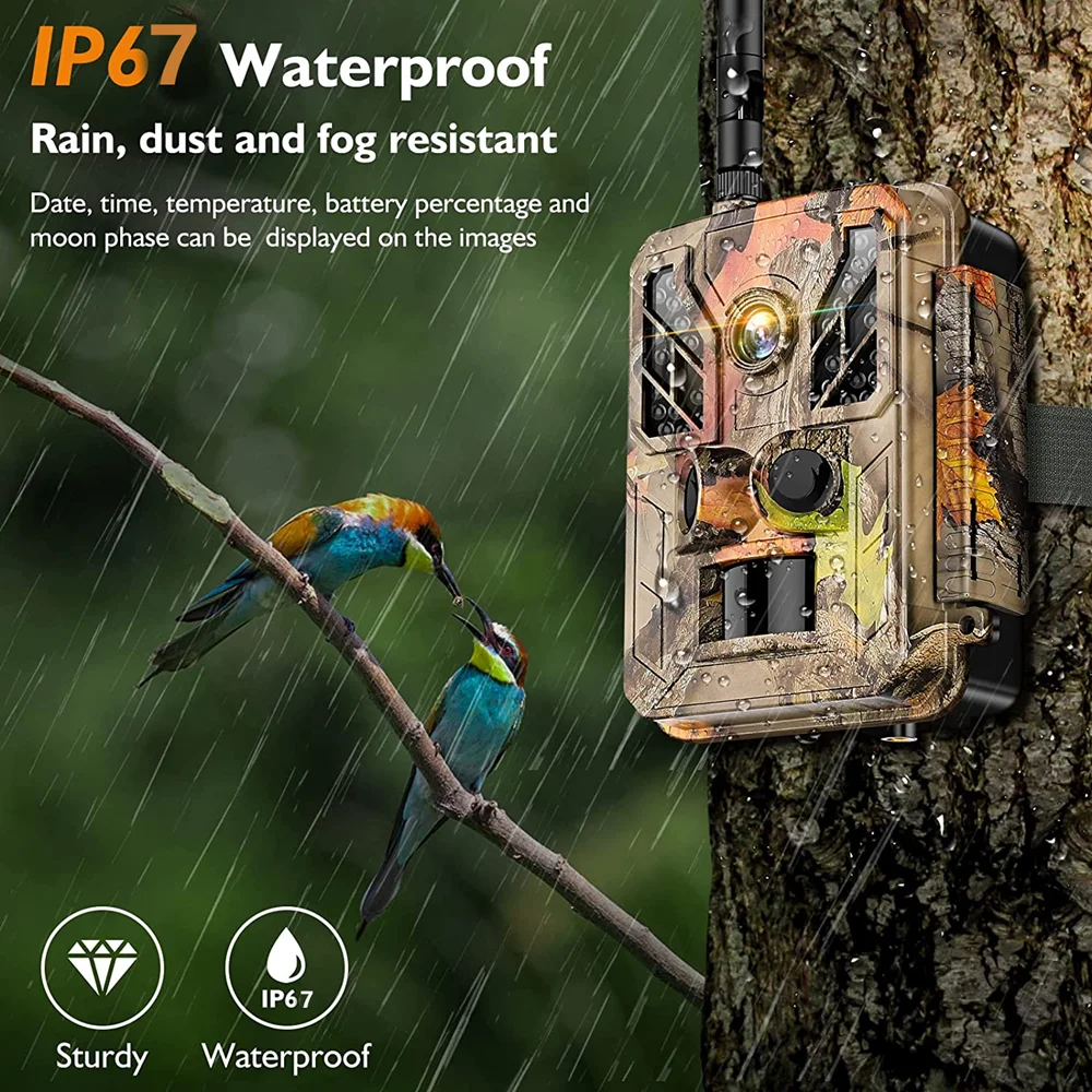 48MP BST883 Wi-Fi / 4G LTE Cellular Wildlife Game Trail Camera Wide Angel Security Hunting Traps MMS Email App Setting