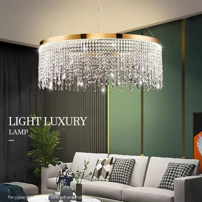 

Modern Luster Pendant Light Crystal Chandelier Luxury Lamps For Living Dining Room Circle Hanging Lamp Home Decor LED Fixture
