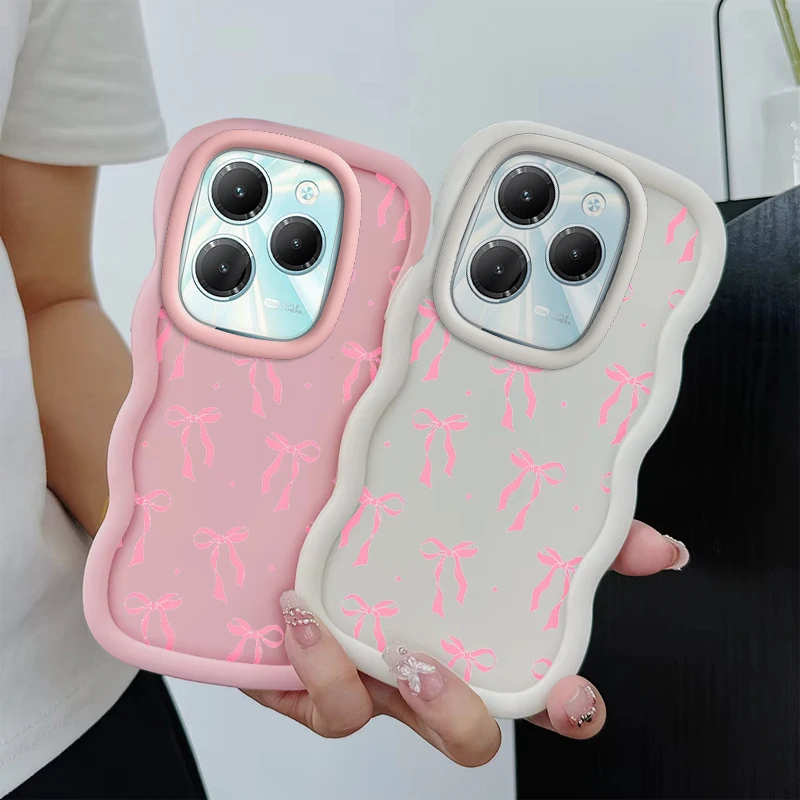 Bow Aesthetic Wave Shockproof Macaron Phone Case