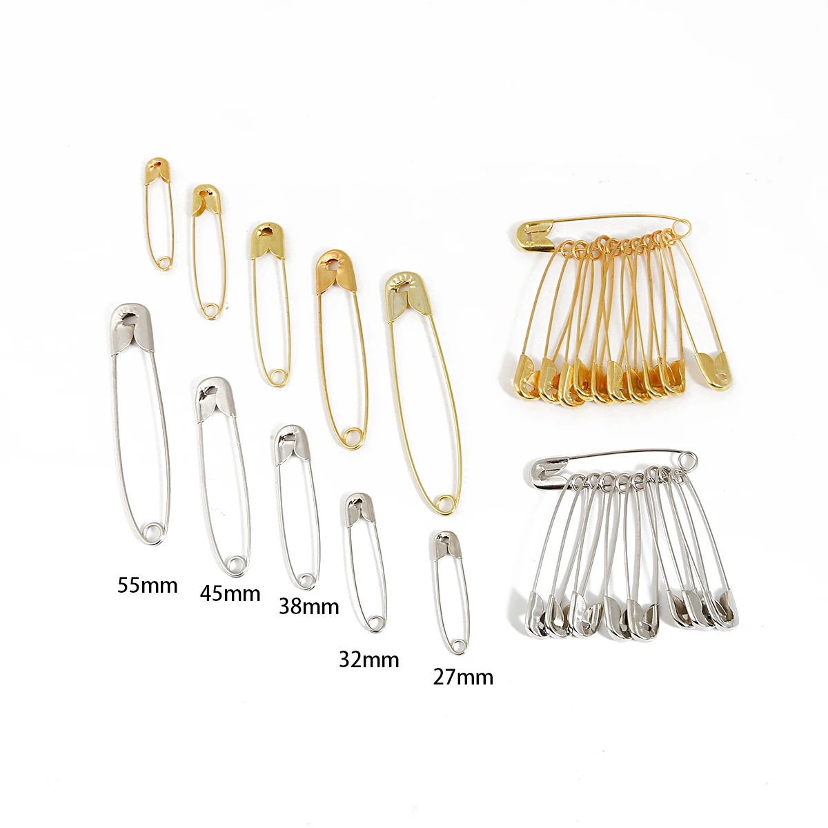 50pcs 철 안전 핀, 의류 태그, 액세서리, 종이 클립, 브로치, DIY 수제 안전 핀