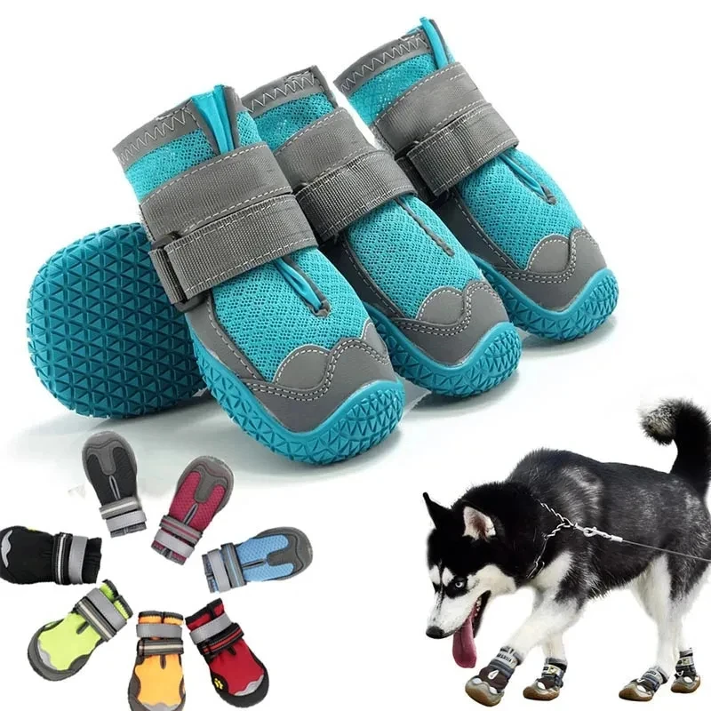 4Pcs/Set Dog Shoes for Large Dogs Breathable Professional Outdoor Dog Shoes Anti-Slip Durable Pet Shoes for Hiking Rubber Sole 4Pcs/Set Dog Shoes for Large Dogs Breathable Professional Outdoor Dog Shoes Anti-Slip Durable Pet Shoes for Hiking Rubber Sole