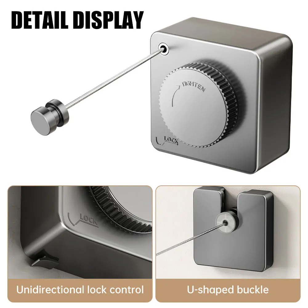 Stainless Steel Retractable Clothesline Non-Sagging Clothes Line Indoor Outdoor Heavy Duty Extendable Washing Line Space-Saving 6