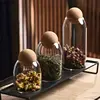 Glass Storage Bottle Round Cork Stopper Glass Pot Tea Sealed Pot Flower Fruit Tea Display Bottle Coffee Bean Storage Bottles 1