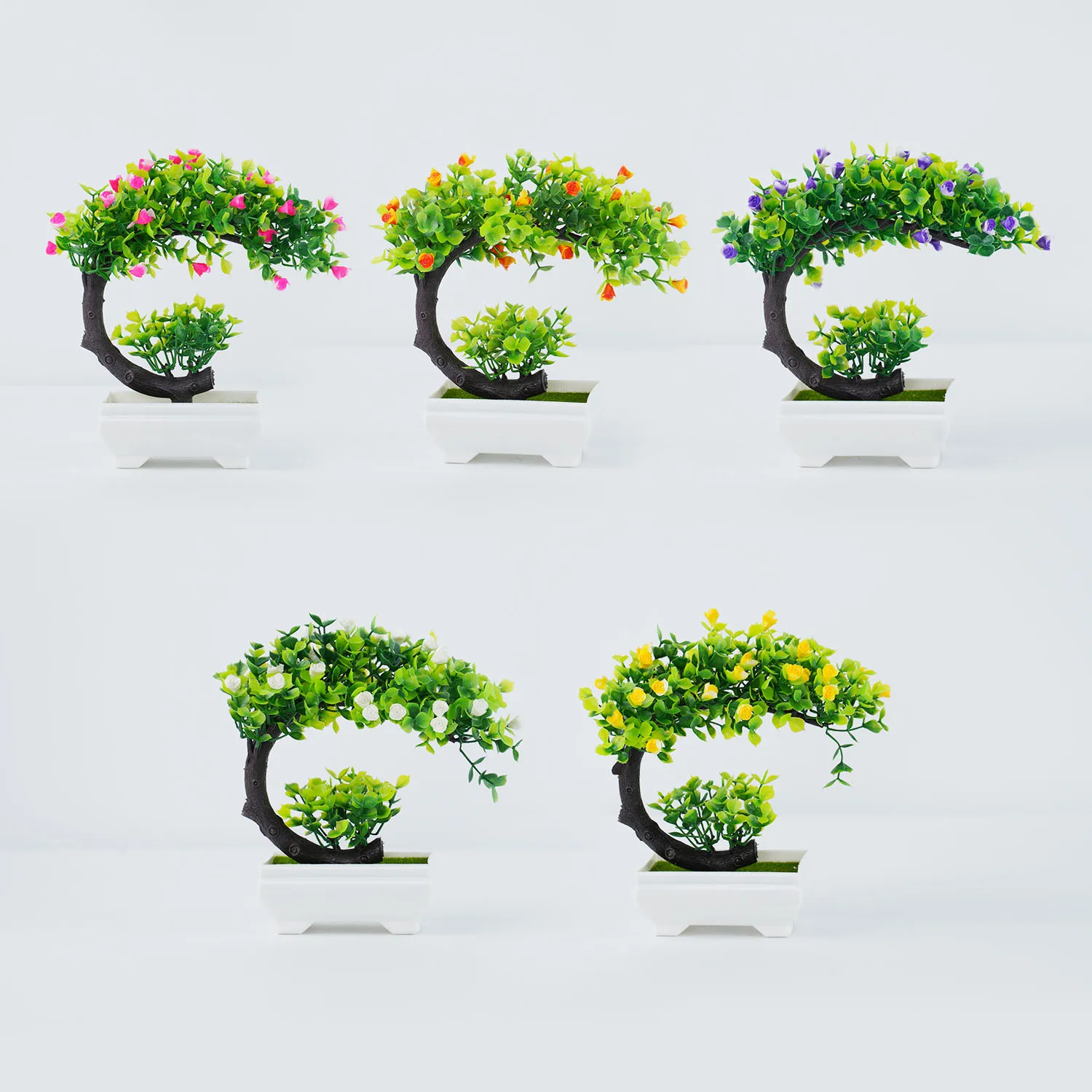 Bonsai artificiali Piante artificiali Bonsai di pino Decorazione for interni Bonsai finti con vaso in ceramica Feng Shui Buona fortuna Bonsai Albero Artificiale Soggiorno Accessori Camera Decorazione
