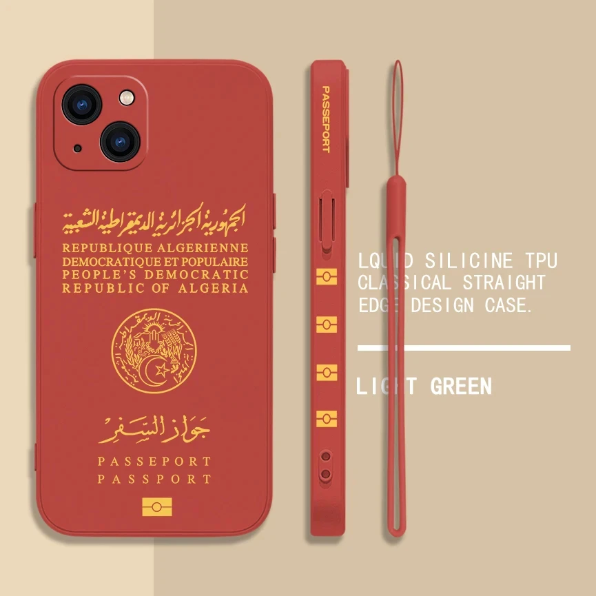 Algeria Passport Phone Case with Hand Strap