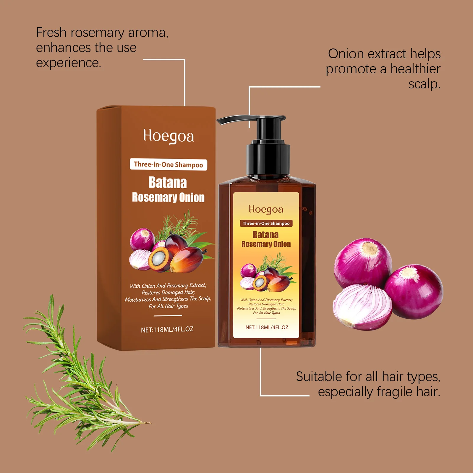 3in1 Batana Rosemary Shampoo Hair Growth Anti Loss Soothing Scalp Deep Cleansing Strengthen Hair Root Repair Nourishing Shampoo