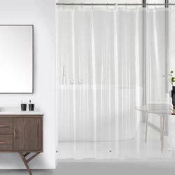 Luxury Transparent White Shower Curtain Liner with Hooks - Waterproof & Mildew-Resistant PEVA Design (Transparent)