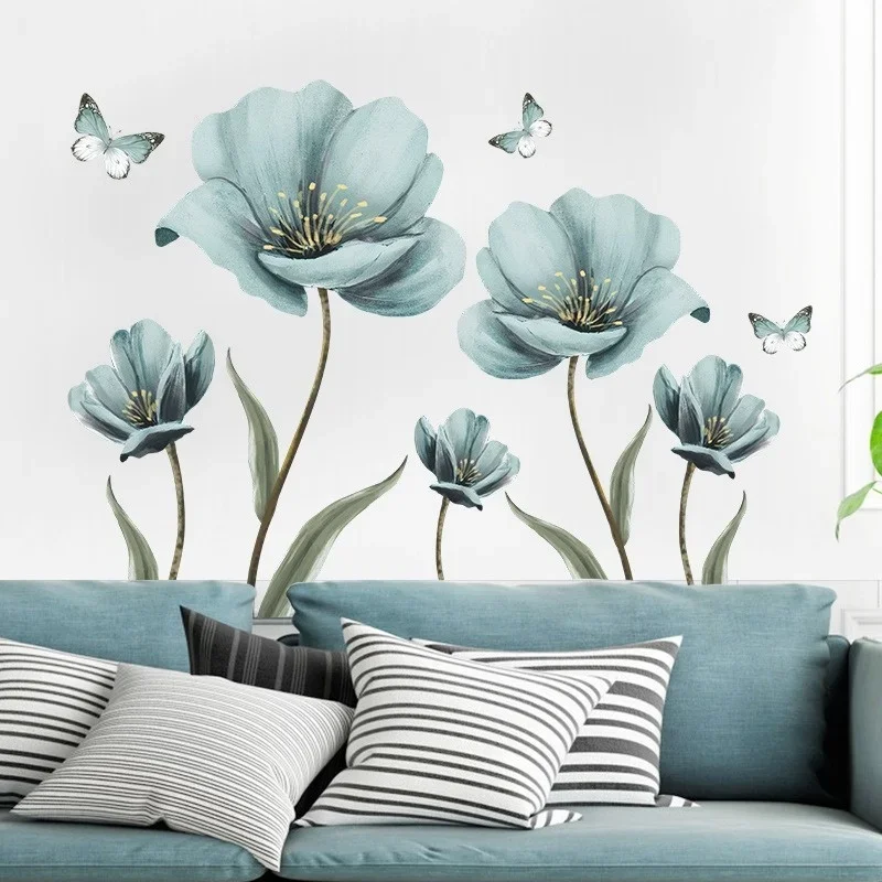 Creative Flower Wall Stickers Living Room Bedroom Wall Decoration Self-adhesive Wall Stickers Kitchen Wallpaper Home