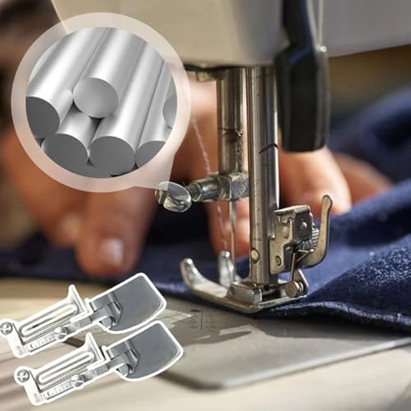 A24F-Adjustable Sewing Rolled Hemmer Foot, 2Pc Adjustable Universal Sewing Rolled Hemmer Foot Set