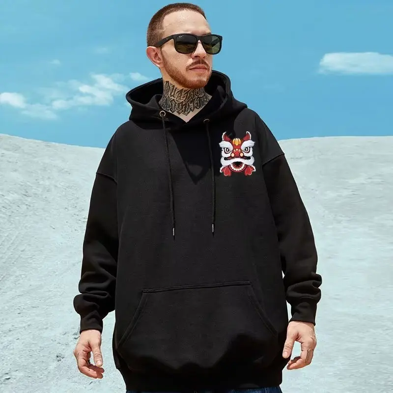 Hooded Sweater Men's Trendy Brand Large Size M-8XL Men's Autumn And Winter Style Plush And Thick Fat Hip-hop Pullover Jacket