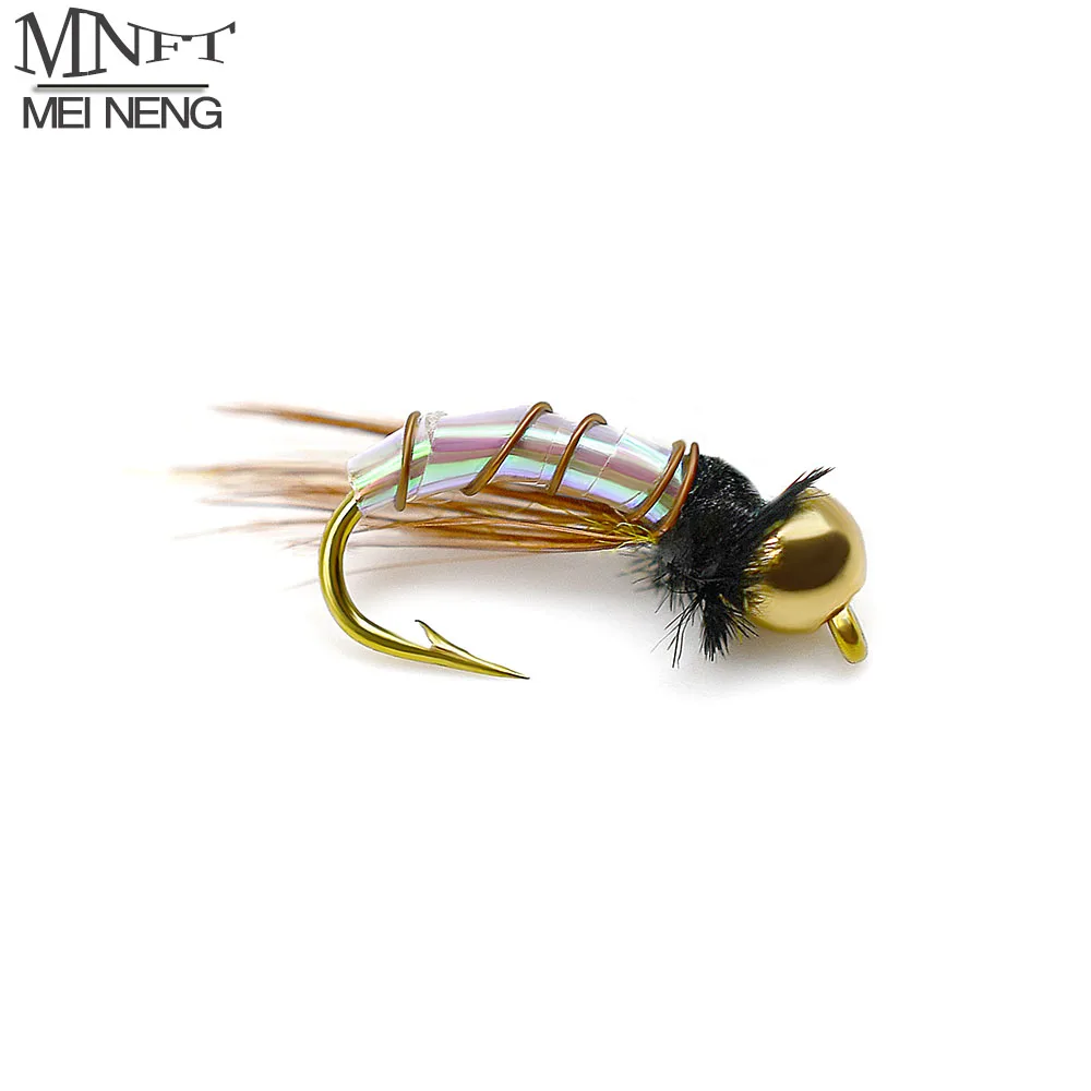 

MNFT 10PCS [ 12# ] Holographic Brass Bead Head Midge Fly Trout Fishing Flies Nymph Lure