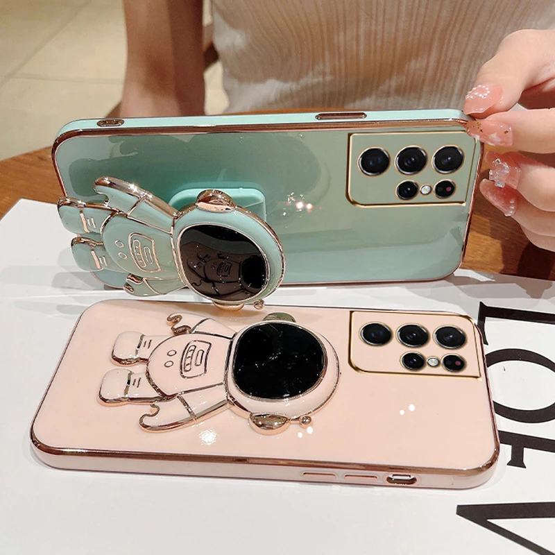 Custodia pieghevole per astronauta carino per Samsung Galaxy S22 S21 S10 S20FE Plus Ultra Note20 10Lite A13 A32 A52 placcatura_voghion.com