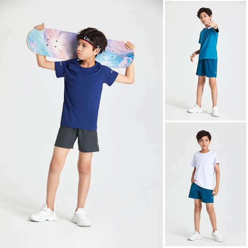 Summer Kids Comfortable Breathable sleeved T-shirt for Children Adolescents Soft Traceless Sports Quick Drying T-shirt Top