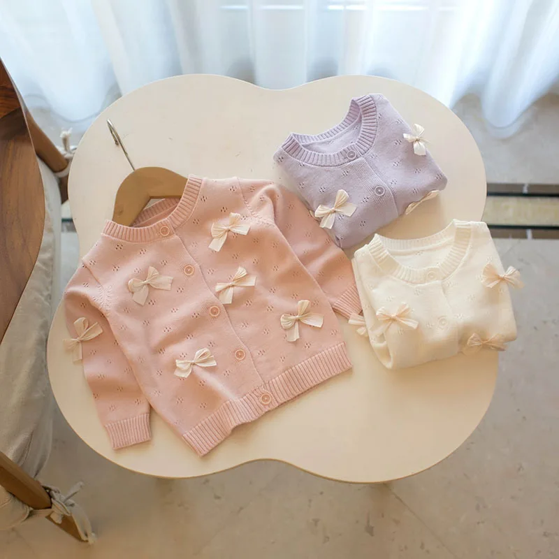 Girls Knitted Cardigan Sweater Autumn Hollow Out