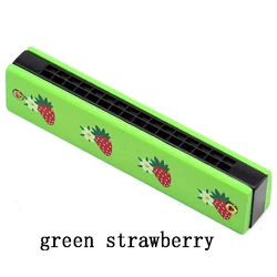 Wooden Children's Harmonica: Early Education Musical Toy (Green strawberry)