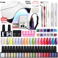 Gel Nail Polish Set with 36W UV LED Nail Lamp Nail Drill Machine Kit Semi Permanent UV Gel Varnishes Complete Nail Art Tools Set 1