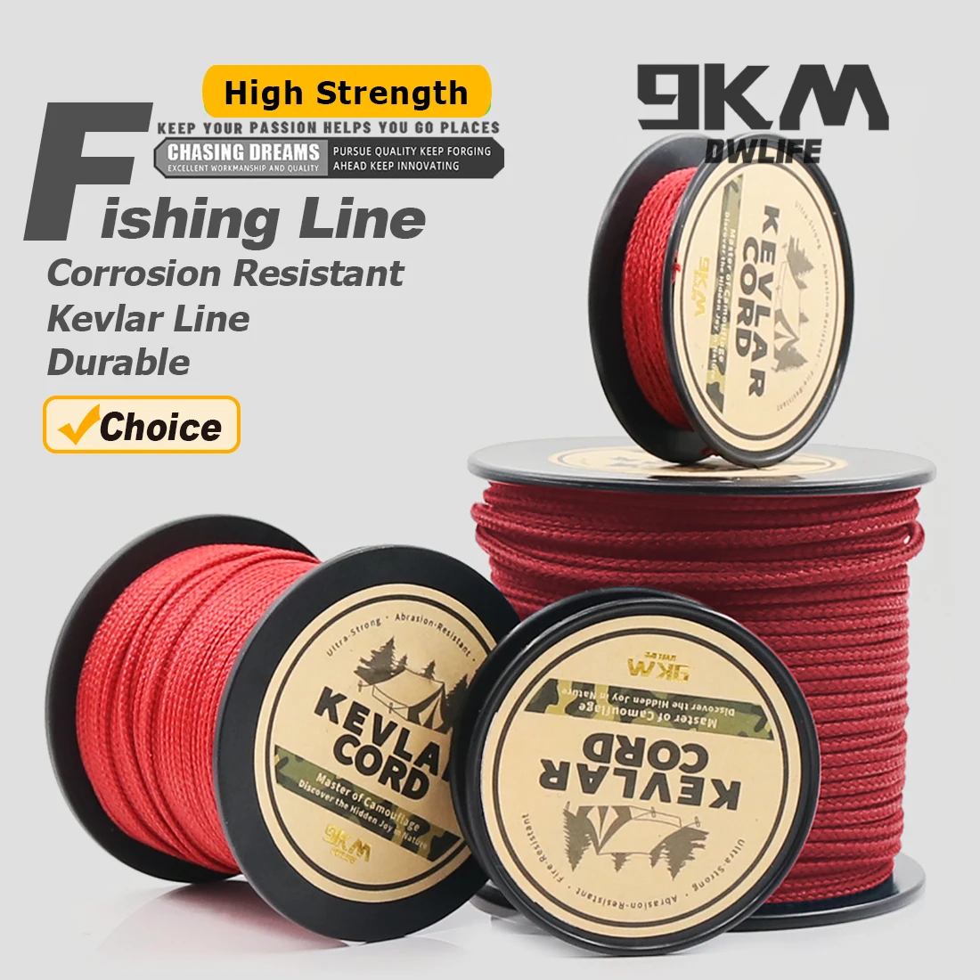 9KM Braided Kevlar Line 1 มม.~ 3.9 มม.ตกปลา Assist Line แรงดึงสูงยุทธวิธีเชือก Kite ทนไฟ Backpacking สายไฟ 1