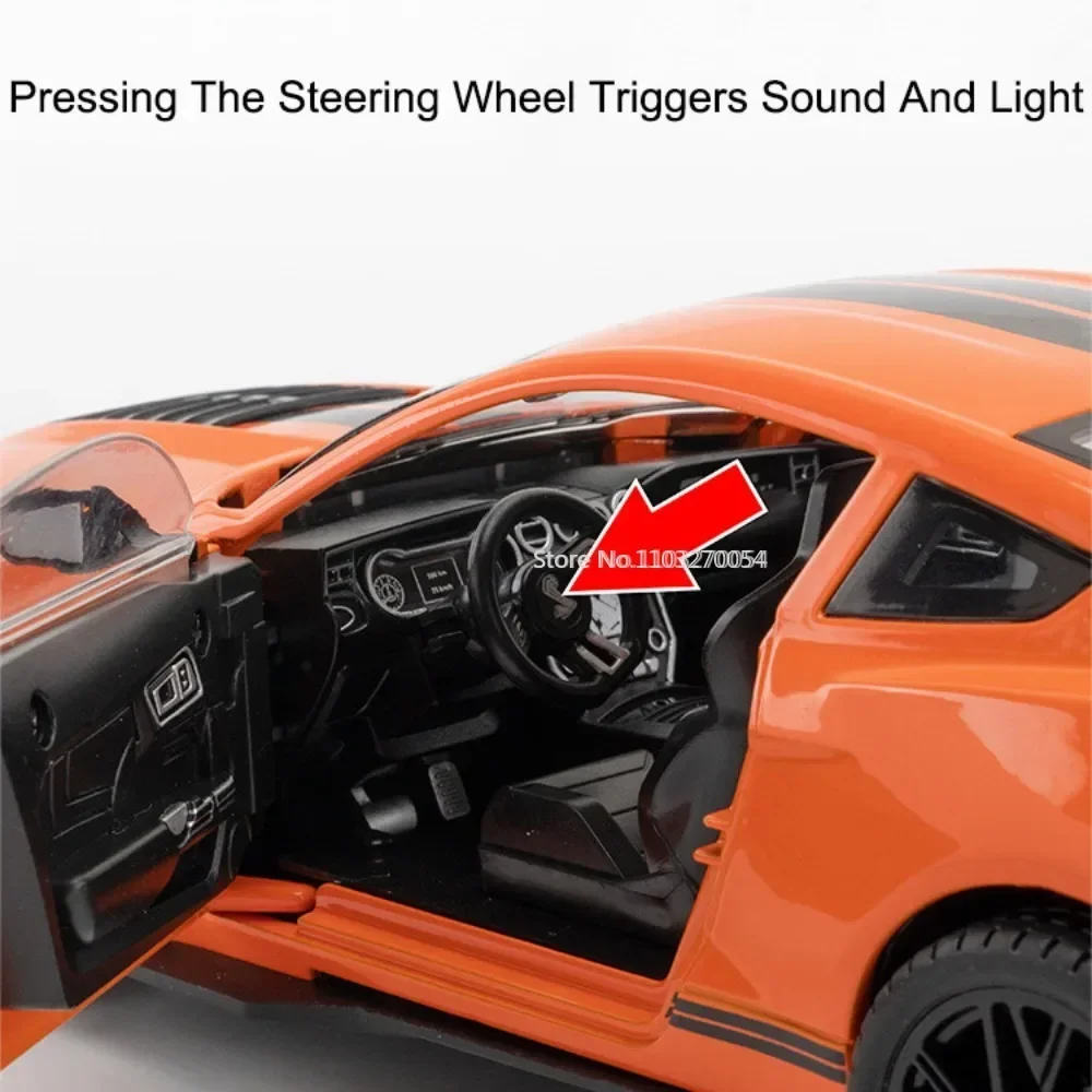 Large Size 1/18 Mustang Shelby GT500 Alloy Diecasts Sports Car Model 4 Doors Can Be Opened Metal Vehicle for Kids Toys Gift 2