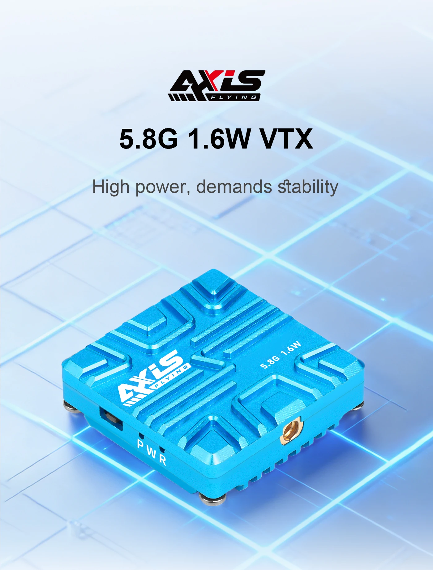 Axisflying VTX 5.8G 1.6W Analog image transmission, long range VTX for FPV Freestyle RC Long Range Drone 5/7/10inch